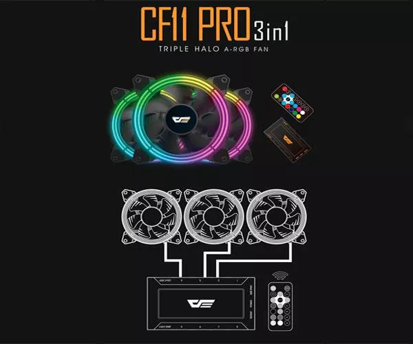 Ventilador Caja Gaming Darkflash CF11 Pro (3 en 1) / 120mm / Rgb Aura Sync
