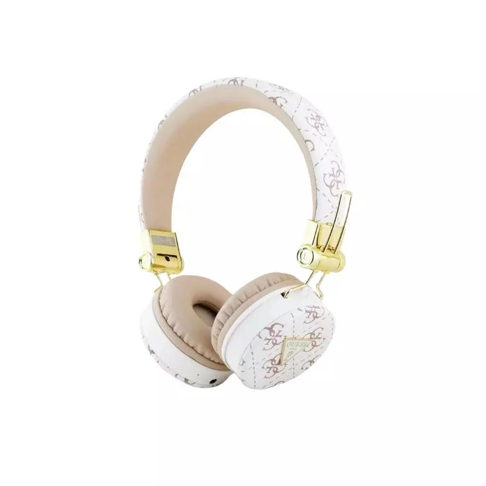 Auricular diadema inal&aacute;mbrico Guess 4G Triangle / Cancelaci&oacute;n de ruido / Bt 5.3 / 300 mAh / Blanco / GUBH70E4PTMH