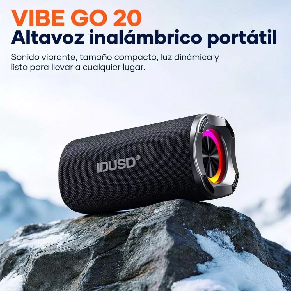 Altavoz Bluetooth 5.3 VIBE GO / 20w / 2000 mAh / IP67 / Led RGB / Tws / Microsd / Usb / IDUSD / H62A