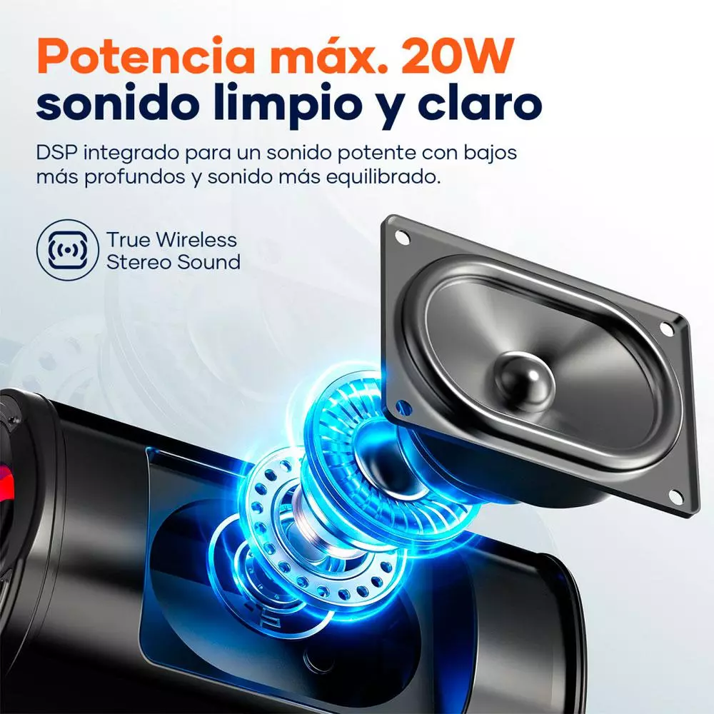 Altavoz Bluetooth 5.3 VIBE GO / 20w / 2000 mAh / IP67 / Led RGB / Tws / Microsd / Usb / IDUSD / H62A