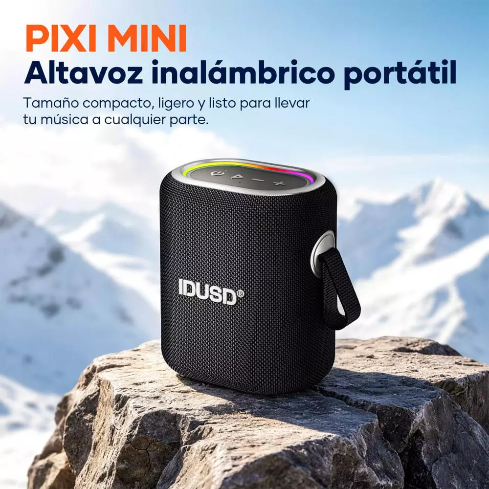 Altavoz Bluetooth 5.3 Pixi Mini / 12w / 1800 mAh / IP67 / Led RGB / Tws / Microsd / Usb / IDUSD / H65A