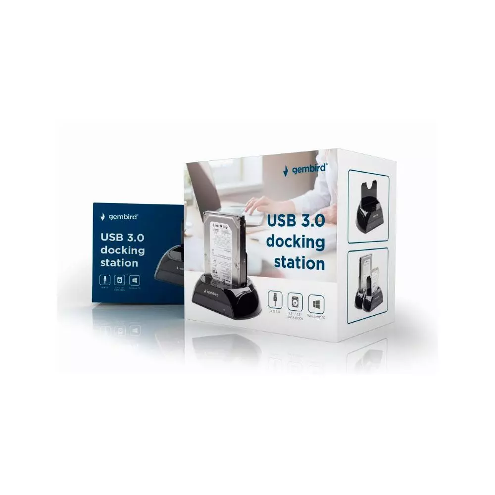 Docking station Gembird Sata 2.5 / 3.5 / HDD - SSD / USB 3.0 / Negro / HD32-U3S-2