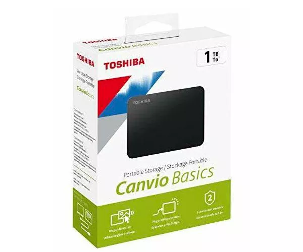 Disco duro externo HDD Toshiba Canvio Basics / 1Tb / 2.5 / USB 3.2 / Negro mate HDTB510EK3AA