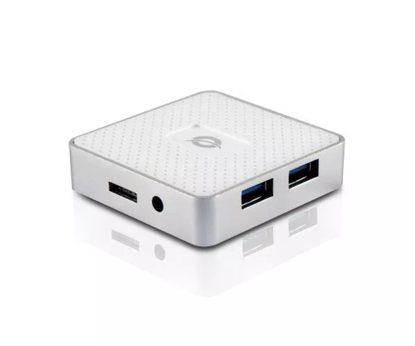 Hub 4 puertos Usb 3.0 Conceptronic HUBBIES03W / Alimentado (Incluye Cargador) /  Blanco