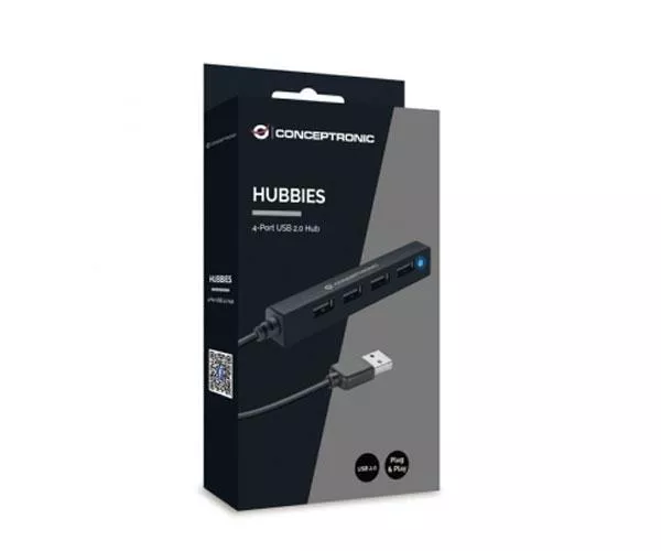 Hub 4 Puertos Usb 2.0 / Conceptronic Hubbies05b / Negro