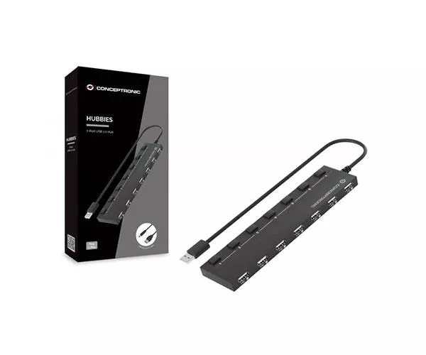 &divide; Hub usb 2.0 conceptronic hubbies08 a 7xusb-a 2.0 con interruptores