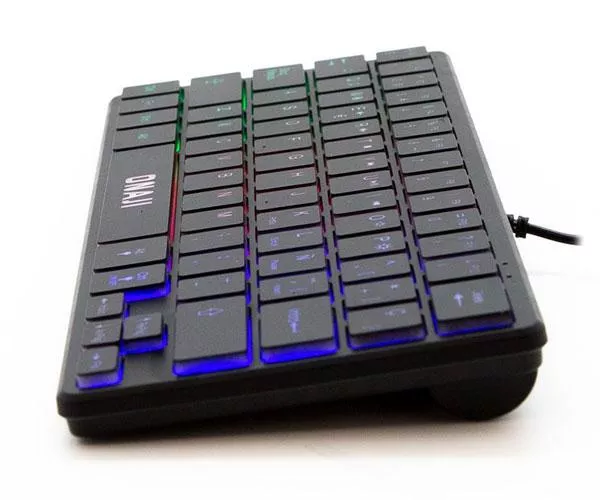 Teclado Gaming TKL Onaji KII / Iluminacion Led Rainbow / 64 teclas / Dise&ntilde;o Slim / Silencioso / Negro