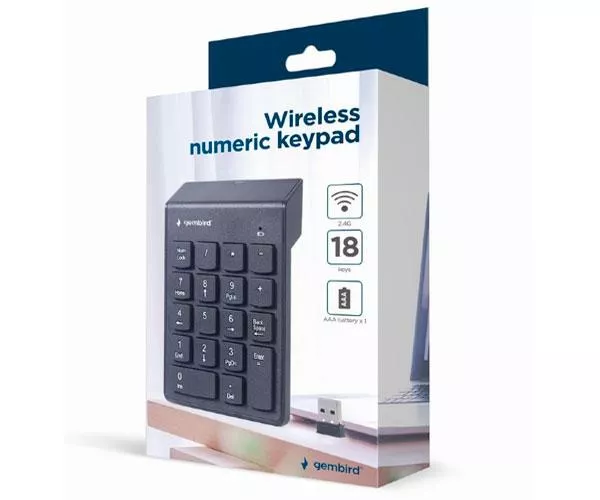 Teclado numerico inal&aacute;mbrico KPD-W-02 / Negro / Gembird