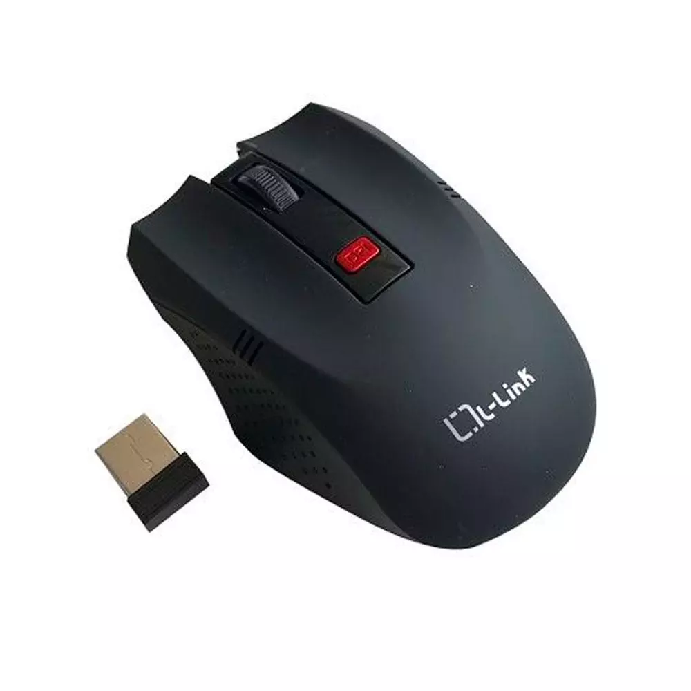 Raton inal&aacute;mbrico L-Link LL-2095-N / 1600 Dpi / Ergonomico / Ambidiestro / Negro
