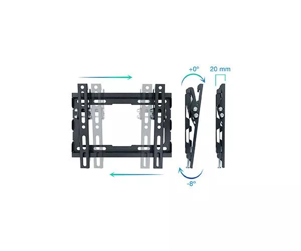 Soporte Tv de 23" a 43" / Inclinable / Max 45Kg. / Vesa 200x200 / -8&ordm; / Negro / Tooq LP1044T-B