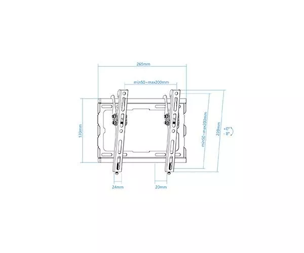 Soporte Tv de 23" a 43" / Inclinable / Max 45Kg. / Vesa 200x200 / -8&ordm; / Negro / Tooq LP1044T-B