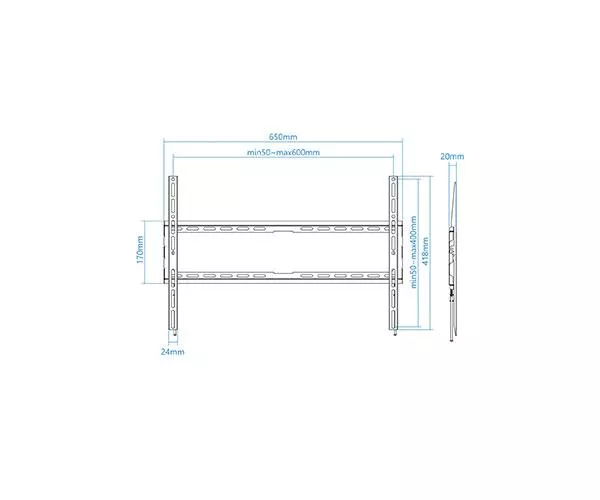 Soporte Tv de 37" a 80" / Max 45Kg. / Vesa 600x400 / Negro / Tooq LP1080F-B