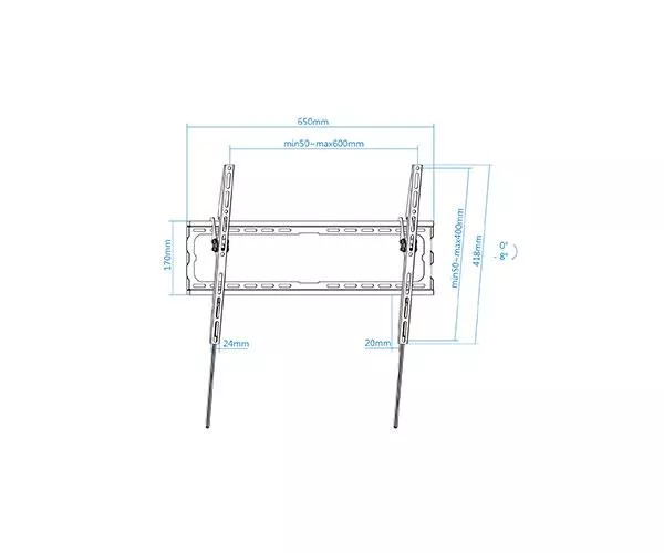Soporte Tv de 37" a 80" / Inclinable / Max 45Kg. / Vesa 600x400 / -8&ordm; / Negro / Tooq  LP1081T-B
