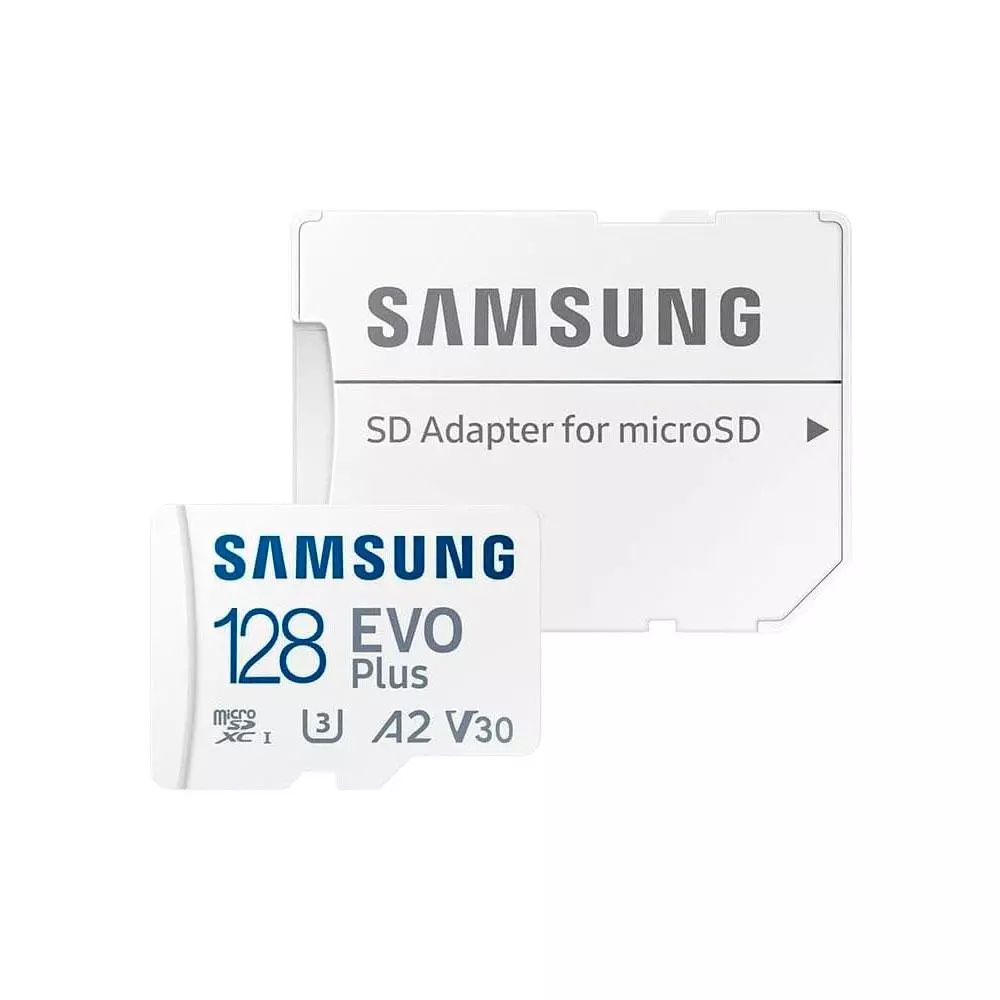 Micro Sd Xc Samsung Evo Plus UHS-I U3 V30 A2 / 128Gb / 160mb/s Clase 10 / Incluye Adaptador Sd / MB-MC128SA