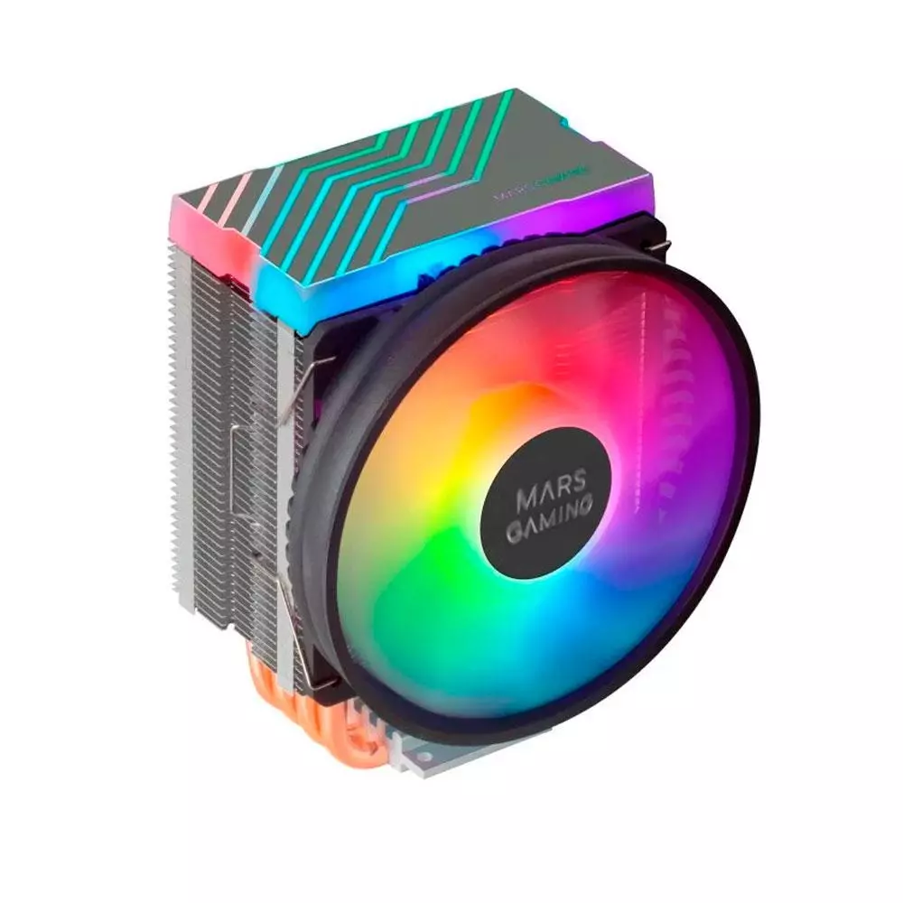 &divide; Ventilador con disipador para cpu mars gaming mcpu44 black iluminacion dual argb 4 heatpipes disipad