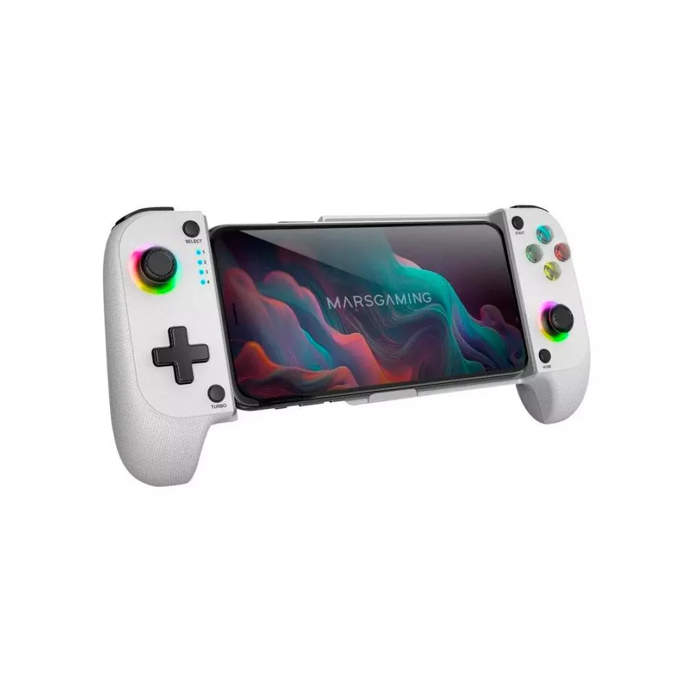 Gamepad Bluetooth Mars Gaming Mgpx / Para Smartphones / Multiplataforma / Type-C / 8h Bateria / Rgb / Blanco