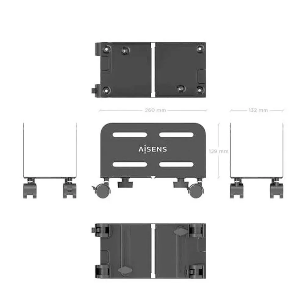 Soporte cpu con ruedas ajustable Aisens / Acero / Negro / MPC06-207