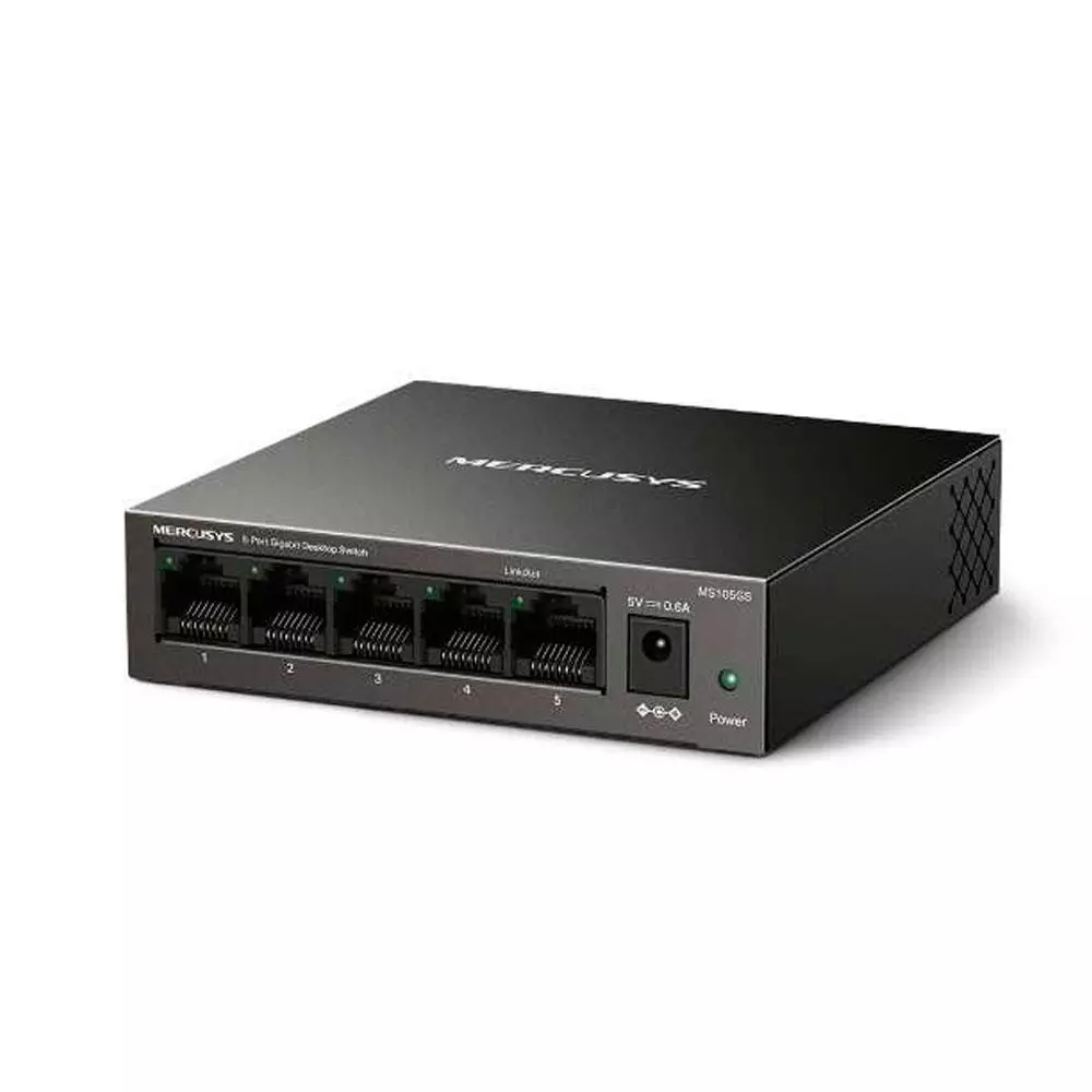 Switch 5p 10/100/1000 gigabit Mercusys / MS105GS / No gestionable / Carcasa Metalica