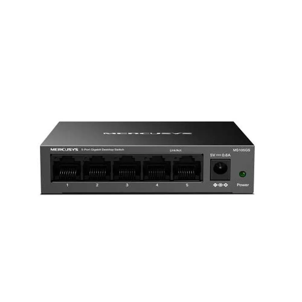 Switch 5p 10/100/1000 gigabit Mercusys / MS105GS / No gestionable / Carcasa Metalica