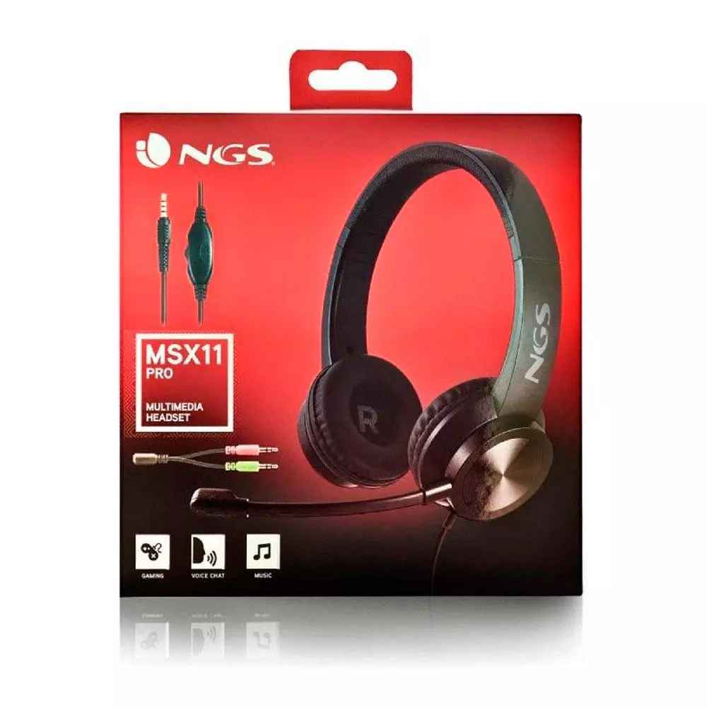 Auriculares con Microfono ajustable NGS MSX 11 PRO / Jack 3.5mm / Adaptador doble Jack / Negro / MSX11PRO