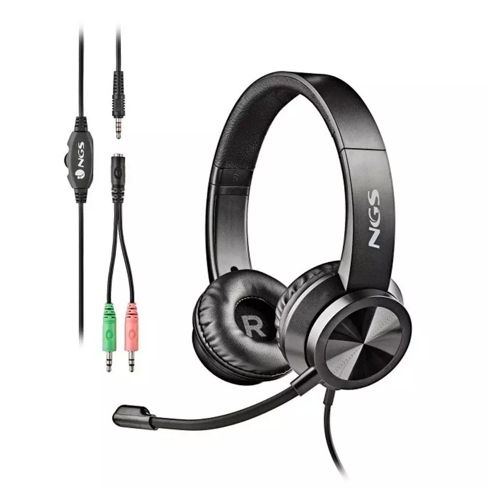 Auriculares con Microfono ajustable NGS MSX 11 PRO / Jack 3.5mm / Adaptador doble Jack / Negro / MSX11PRO