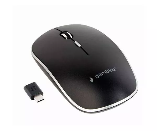 Raton &oacute;ptico inalambrico Type-C Gembird / 4 Botones / 1600 Dpi / Negro/ Silencioso / MUSW-4BSC-01