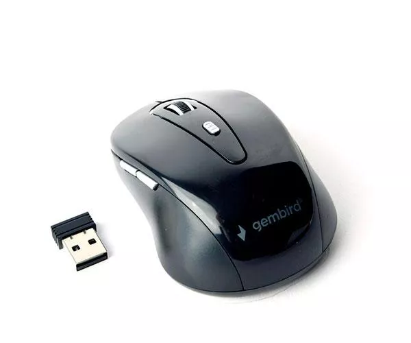 Raton &oacute;ptico inal&aacute;mbrico Gembird / 1600 Dpi / 6 Botones /  Negro-Gris / MUSW-6B-01