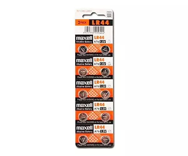 Pila boton Alcalina LR44 Maxell / 1.5V / Ag13 / (10 Uds)