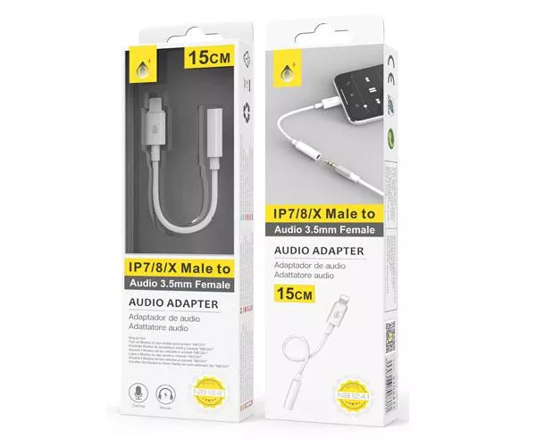 Cable adaptador de audio Iphone Lightning a Jack 3.5mm Hembra / NB1241 / Blanco
