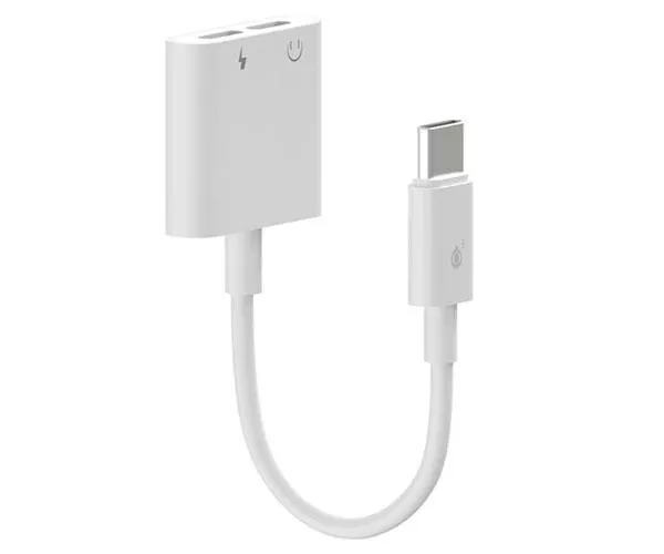 Cable adaptador de audio 2 en 1 Type-c audio + Type-c carga / 2.4a / Nb1248 / Blanco