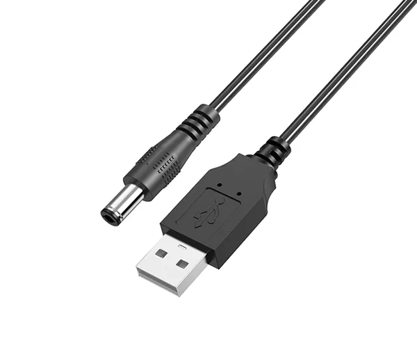 Cable de carga USB con conector jack DC 9V / 2a / 5.5x2.1mm / NB1333 / Negro