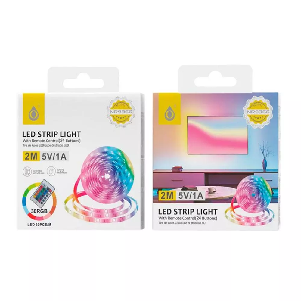 Tira de Luces LED / 2 metros / RGB / Control Remoto / Resistente al Agua (IP20) / One+ / NR9366