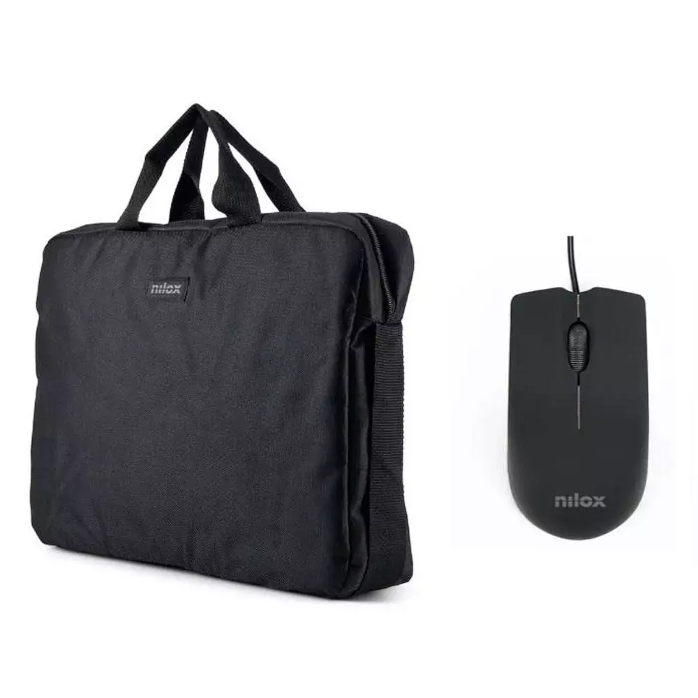 Maletin + Raton USB Nilox / Hasta 15.6" / 1000 Dpi / Asa de mano / Negro / NXBM001