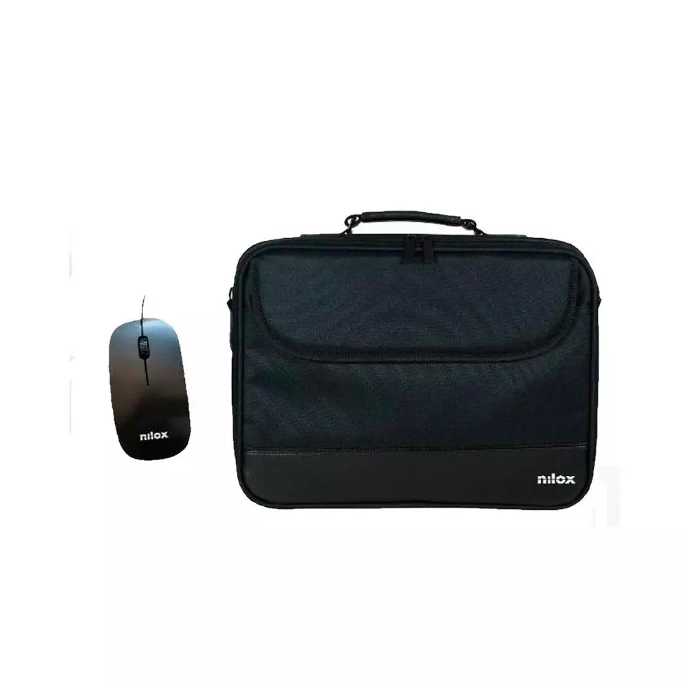 Maletin + Raton USB Nilox / Hasta 15.6" / 1200 Dpi / Asa de mano / Negro / NXMOS5156BK
