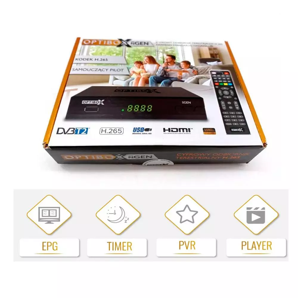 TDT HD Optibox NGEN / FullHD 1080p / DVB-T2 HD / H.265-HEVC / HDMI / SCART / USB Multimedia - Reg. / Caja y articulos desprecintados