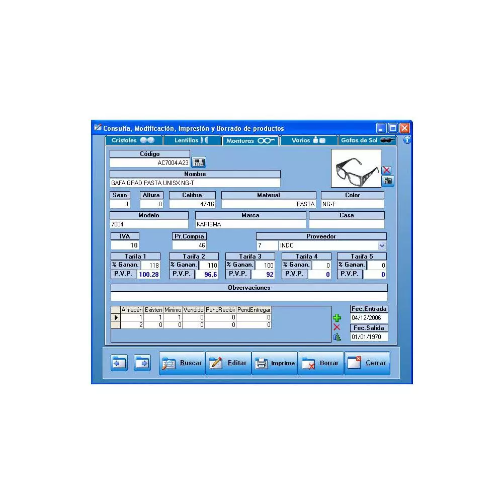 Software Programa de Gesti&oacute;n Especifica OPTISOF para OPTICAS