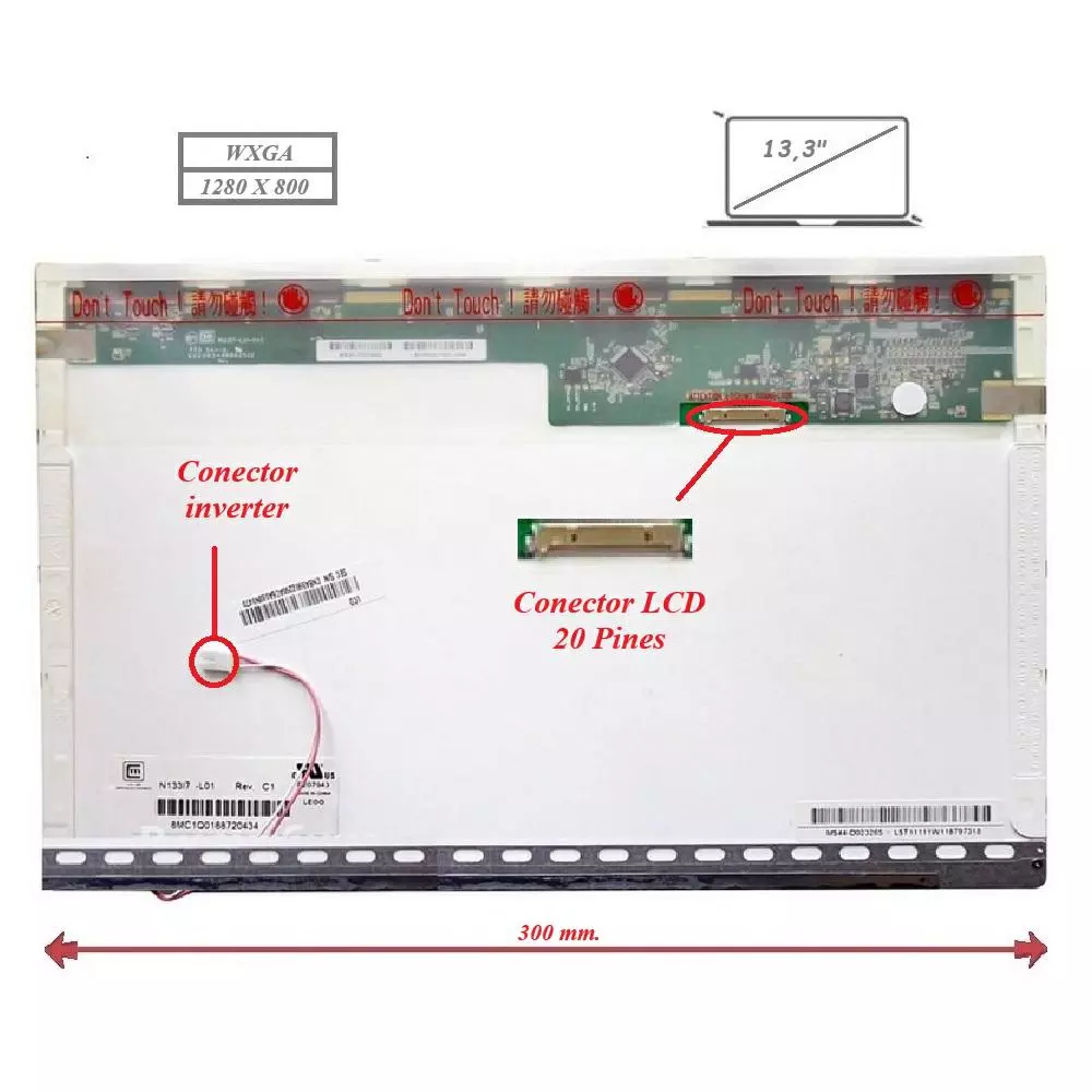 Pantalla para port&aacute;til LCD 13.3" 20 Pines WXGA