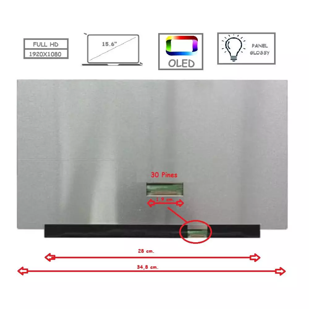 Pantalla para port&aacute;til OLED 15.6" Slim 30 Pines Full HD Sin Brackets / Brillo