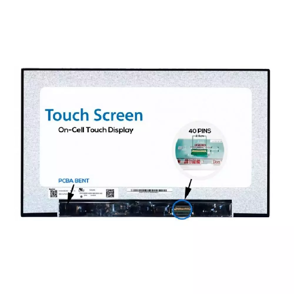 Pantalla para port&aacute;til LED 14" 40 Pines Full HD T&aacute;ctil Sin Brackets Conector Derecha