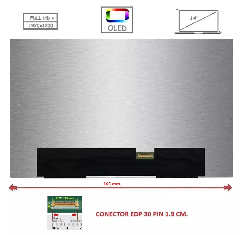 Pantalla compatible para port&aacute;til OLED 14" SLIM 30 Pines FULL HD+ Sin Brackets