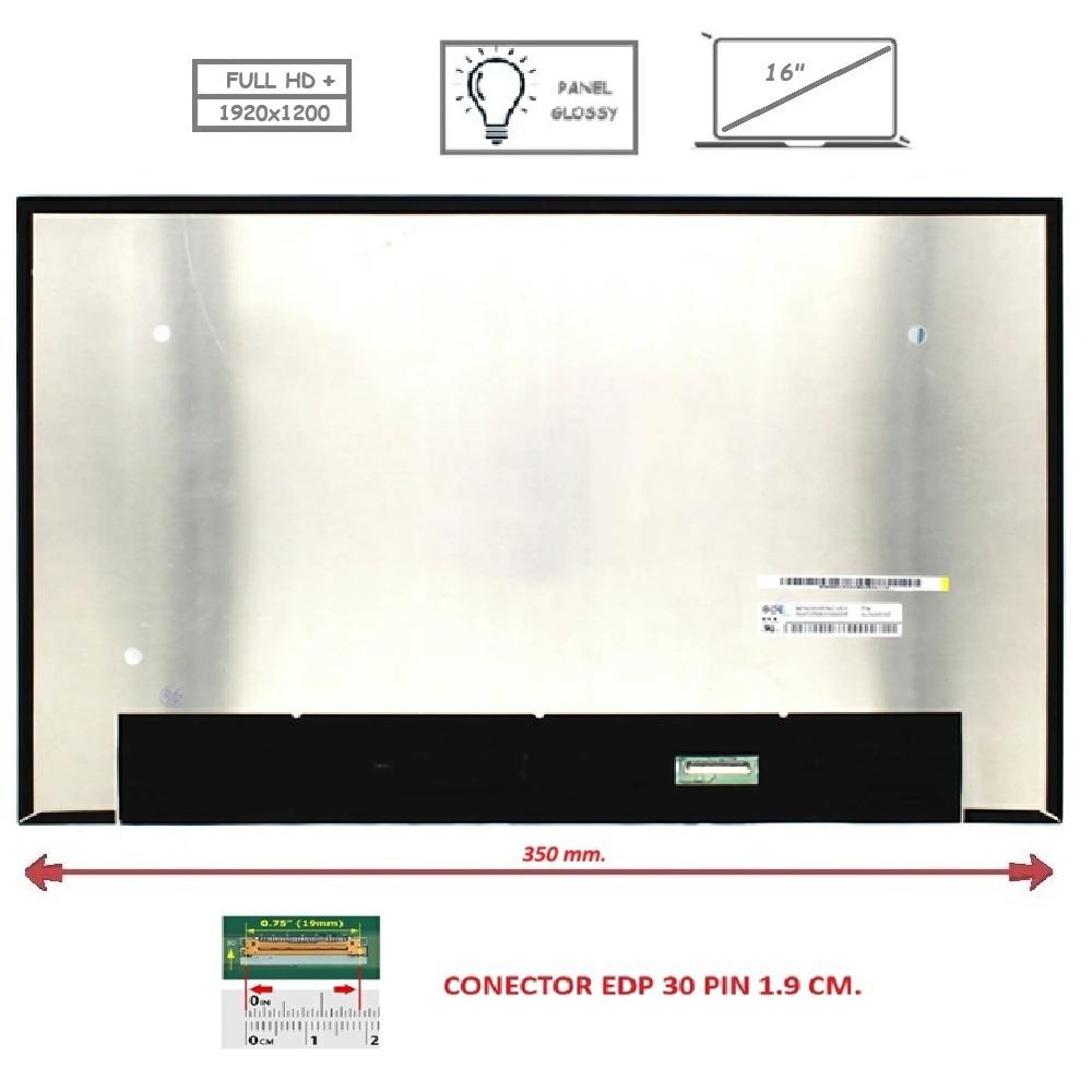 Pantalla compatible para portátil LED 16\ SLIM 30 Pines FULL HD+ Sin Brackets Sin Reborde Brillo