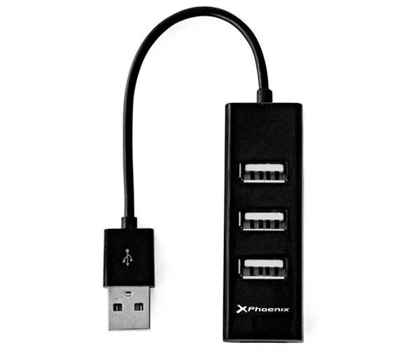 Hub 4 puertos USB 2.0 Phoenix / Dise&ntilde;o compacto / Negro / Ph4usbhub2