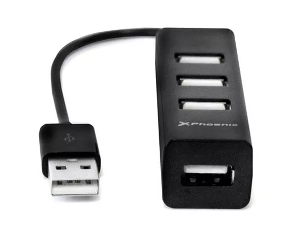 Hub 4 puertos USB 2.0 Phoenix / Dise&ntilde;o compacto / Negro / Ph4usbhub2