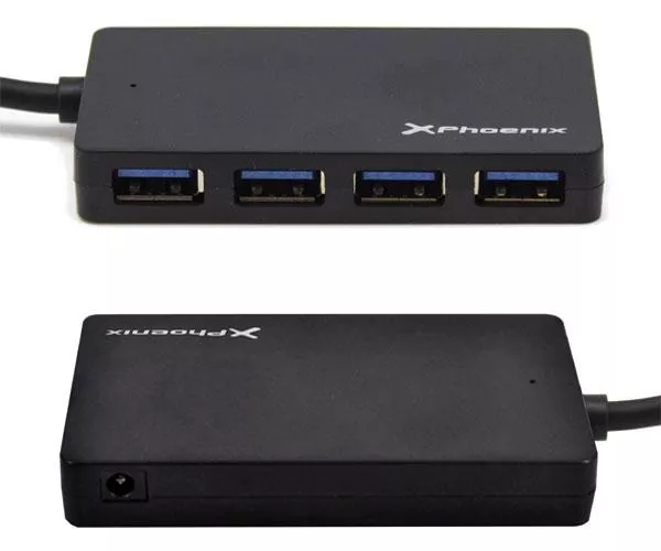 Hub 4 puertos USB 3.0 / 15cm / Phoenix / Negro / PH4USBHUB3