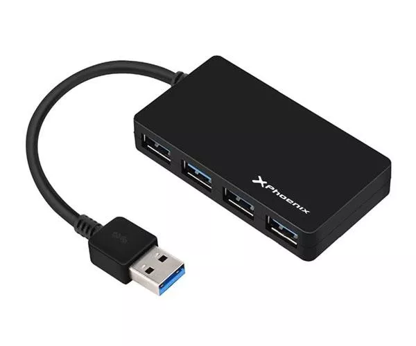 Hub 4 puertos USB 3.0 / 15cm / Phoenix / Negro / PH4USBHUB3