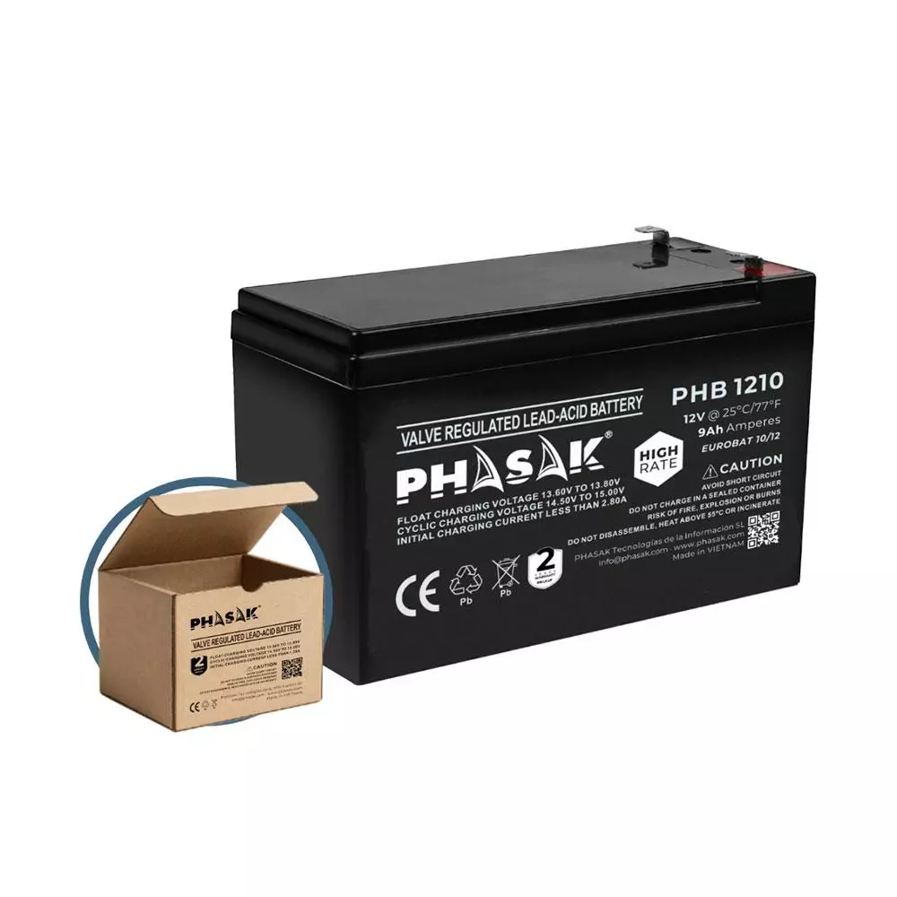 Bateria PHASAK para Sais 9ah 12v / High Rate / EUROBAT / PHB 1210