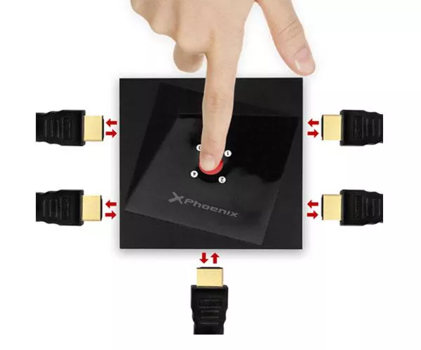Splitter Hdmi 1x4 / Switch Bidireccional / 4K / 3D / Phoenix / Phhdmisplitter4 / Negro