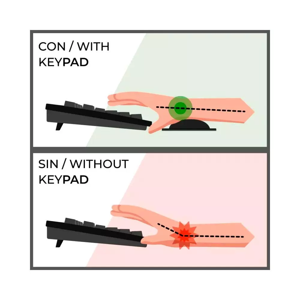 Reposamu&ntilde;ecas de gel para teclado Keypad Phoenix / Ergon&oacute;mica / Espuma efecto memoria / Alta densidad / Negro / PHKEYPAD