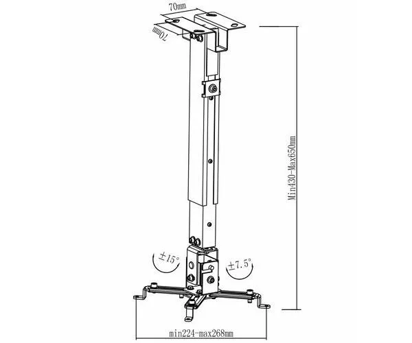 Soporte&nbsp;proyector techo&nbsp;pj2012t-b&nbsp;inclinable Negro