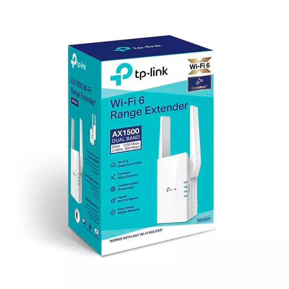 Repetidor Wifi RE505X / AX1500 Dual Band / Wifi 6 / 1x puerto Gigabit / 2x Antenas Externas / TP-Link